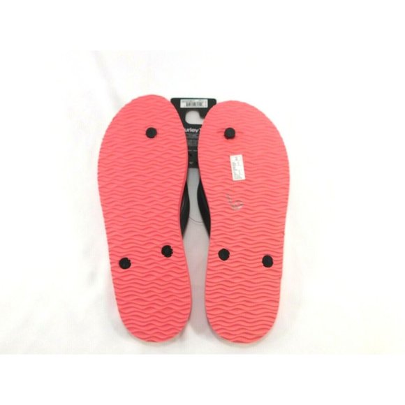Hurley Flip Flops Thong Sandals - Pink & Black Palm Trees - HFS0005-691 Men's - Picture 3 of 4
